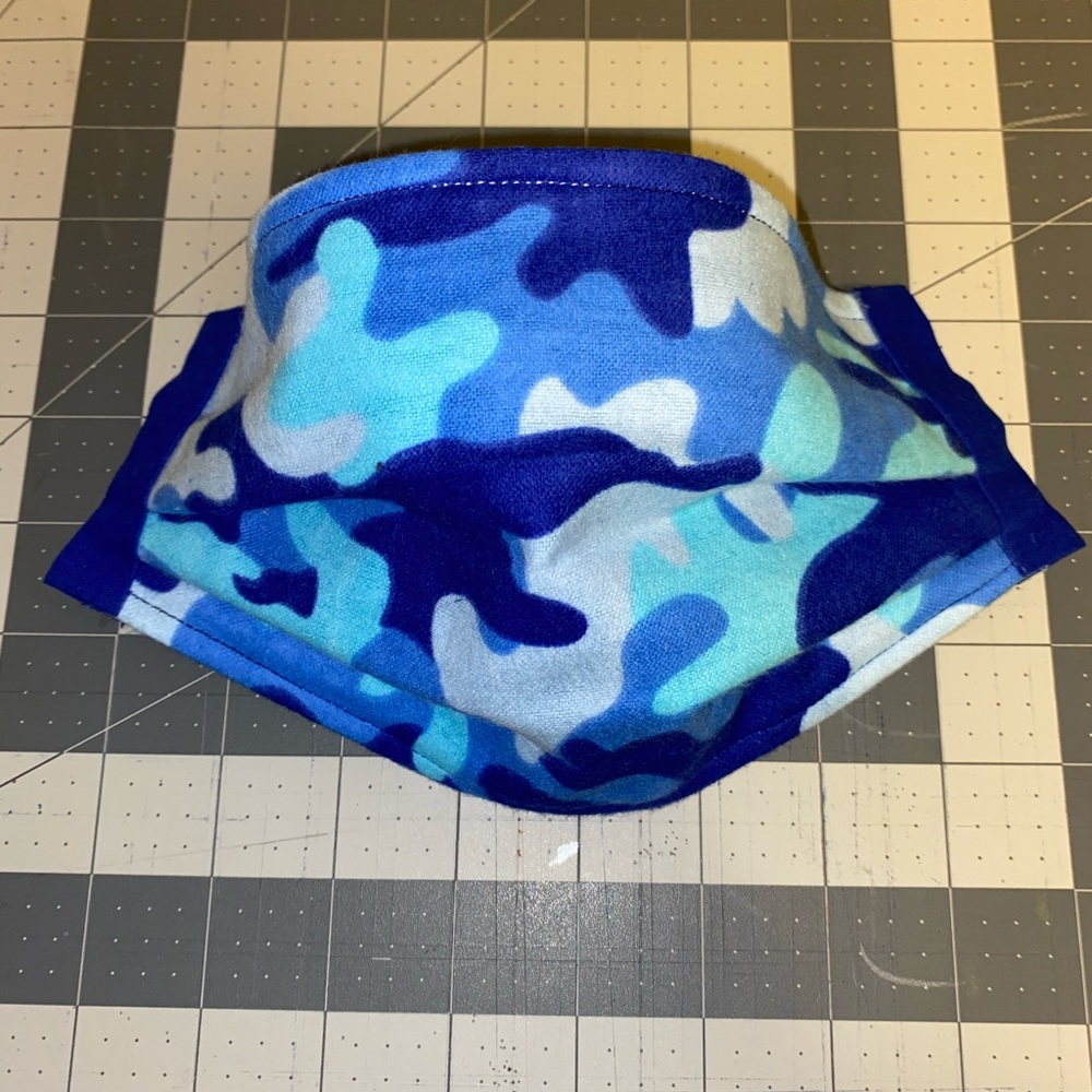 100% Cotton Reusable Blue Camouflage Mask